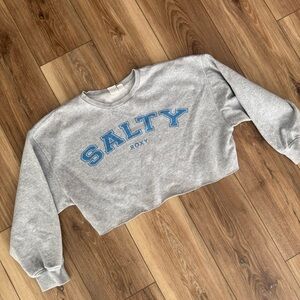 Roxy Cropped Salty Graphic Sweatshirt Heather Gray XS